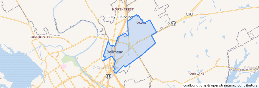 Mapa de ubicacion de Bellmead.
