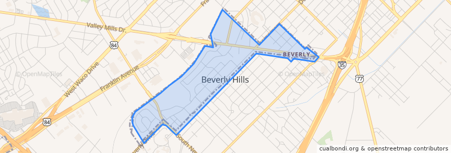 Mapa de ubicacion de Beverly Hills.