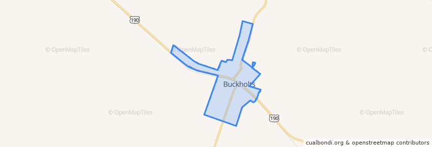 Mapa de ubicacion de Buckholts.