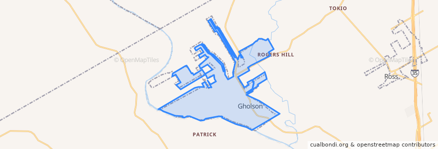 Mapa de ubicacion de Gholson.