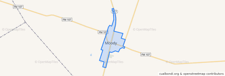 Mapa de ubicacion de Moody.