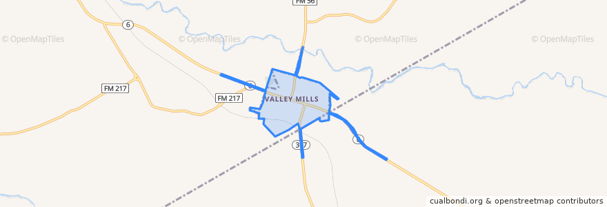 Mapa de ubicacion de Valley Mills.