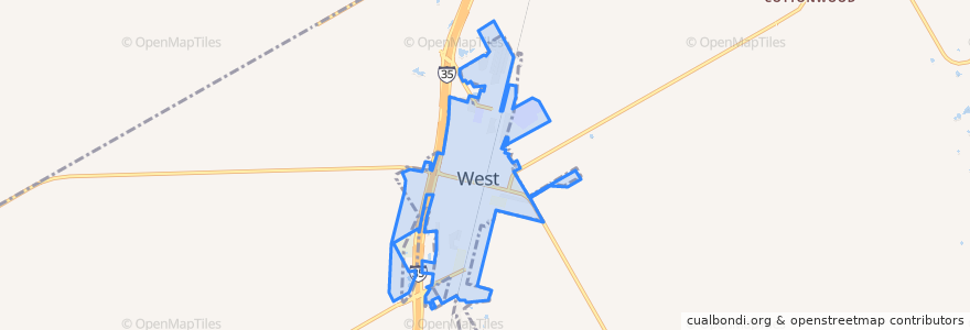 Mapa de ubicacion de West.