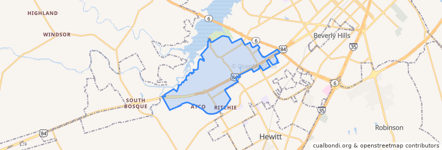 Mapa de ubicacion de Woodway.