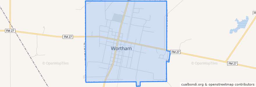 Mapa de ubicacion de Wortham.