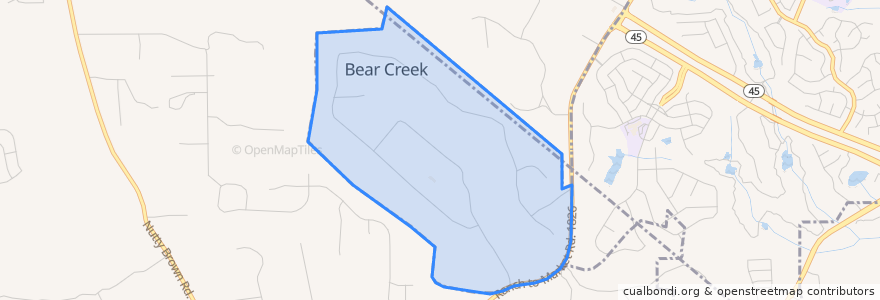 Mapa de ubicacion de Bear Creek.