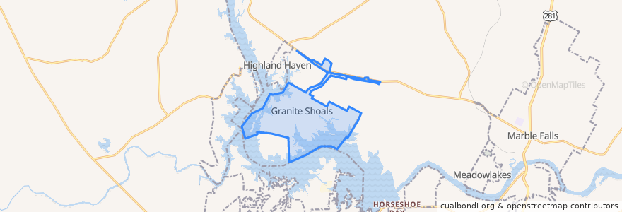 Mapa de ubicacion de Granite Shoals.