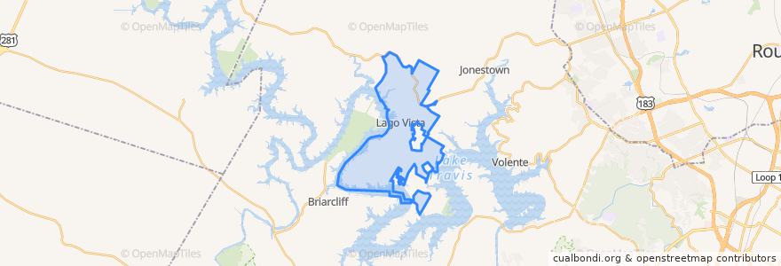 Mapa de ubicacion de Lago Vista.