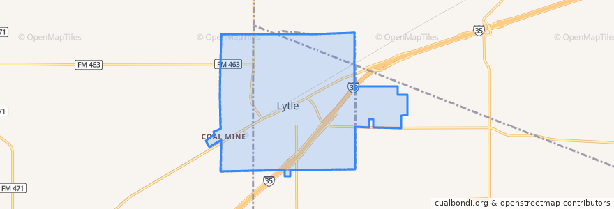 Mapa de ubicacion de Lytle.