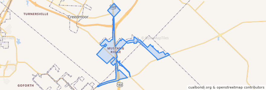Mapa de ubicacion de Mustang Ridge.
