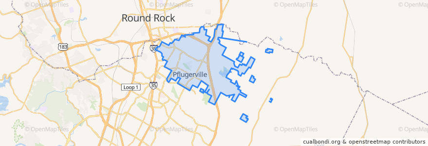 Mapa de ubicacion de Pflugerville.