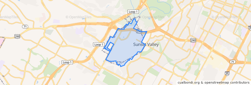 Mapa de ubicacion de Sunset Valley.