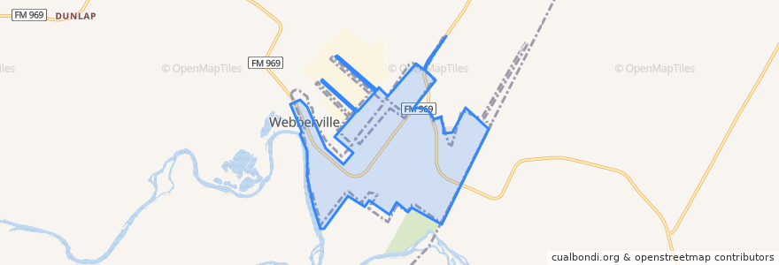 Mapa de ubicacion de Webberville.