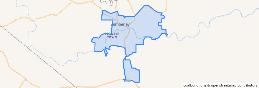 Mapa de ubicacion de Wimberley.