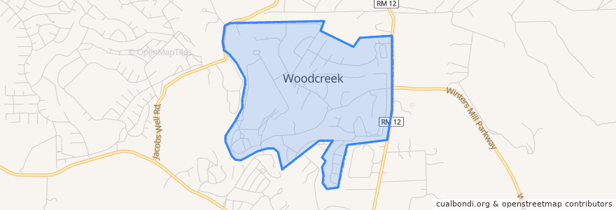 Mapa de ubicacion de Woodcreek.