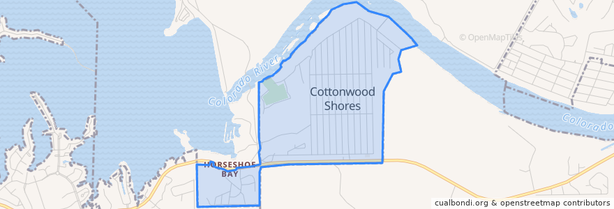 Mapa de ubicacion de Cottonwood Shores.
