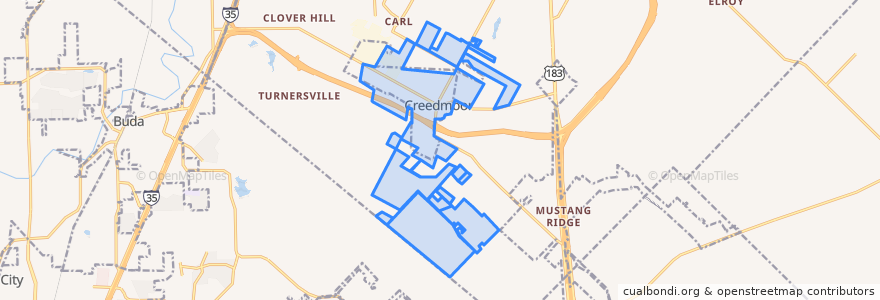 Mapa de ubicacion de Creedmoor.