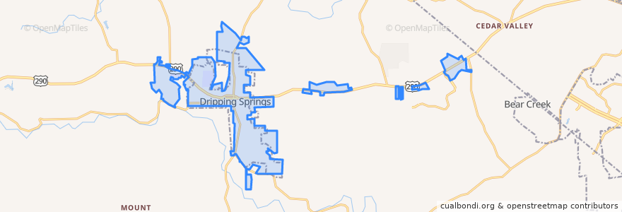 Mapa de ubicacion de Dripping Springs.
