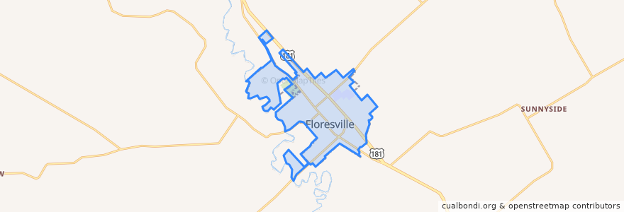 Mapa de ubicacion de Floresville.
