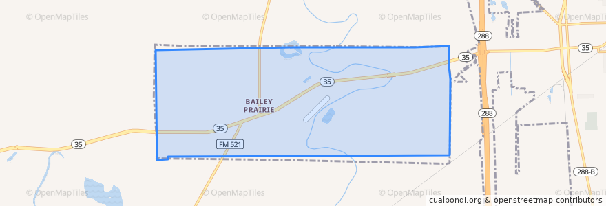 Mapa de ubicacion de Bailey's Prairie.