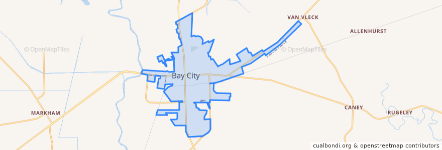 Mapa de ubicacion de Bay City.