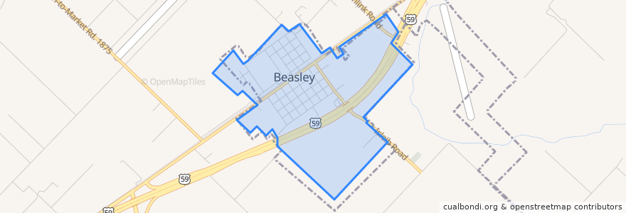 Mapa de ubicacion de Beasley.