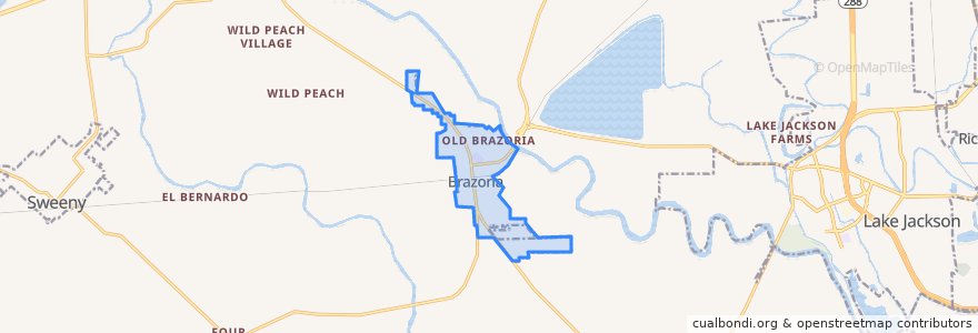 Mapa de ubicacion de Brazoria.
