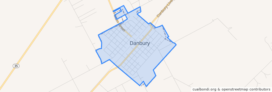 Mapa de ubicacion de Danbury.