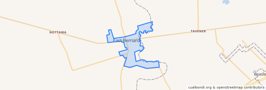 Mapa de ubicacion de East Bernard.