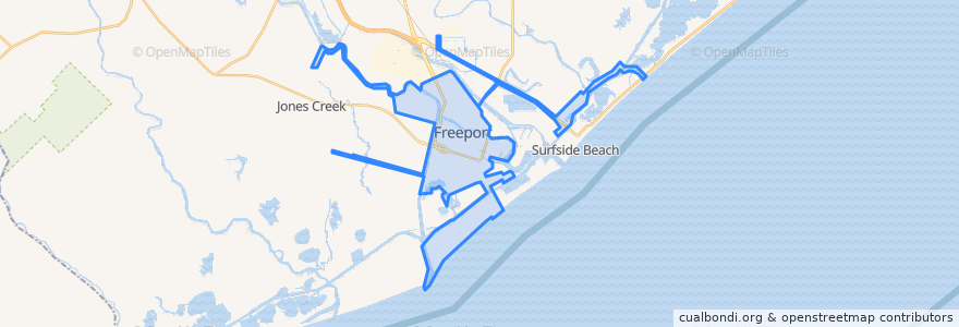 Mapa de ubicacion de Freeport.