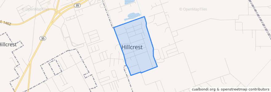 Mapa de ubicacion de Hillcrest.