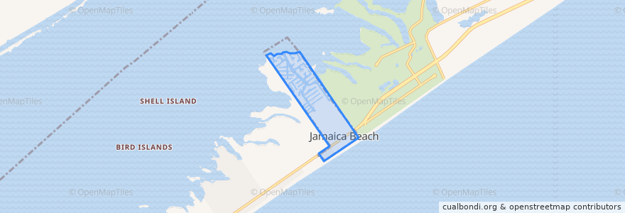 Mapa de ubicacion de Jamaica Beach.