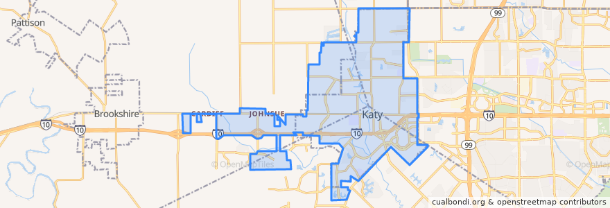 Mapa de ubicacion de Katy.