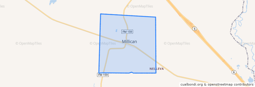 Mapa de ubicacion de Millican.