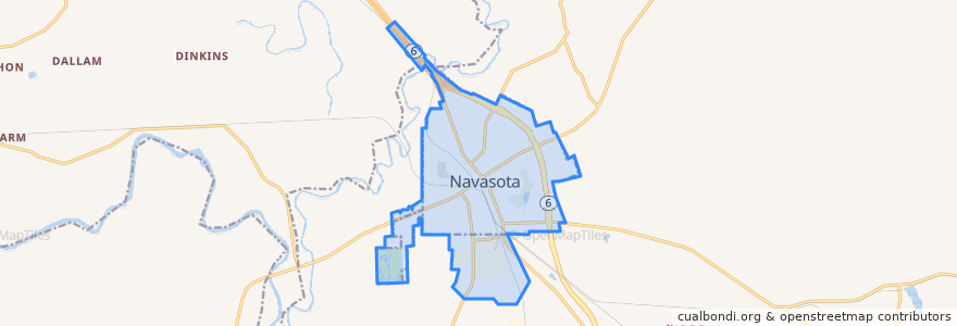 Mapa de ubicacion de Navasota.