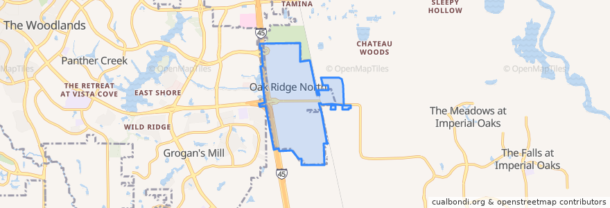 Mapa de ubicacion de Oak Ridge North.