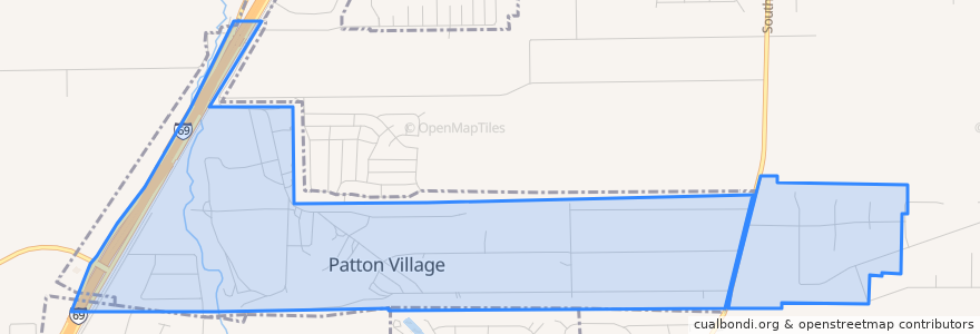 Mapa de ubicacion de Patton Village.