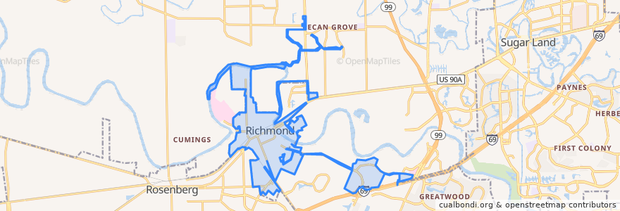 Mapa de ubicacion de Richmond.