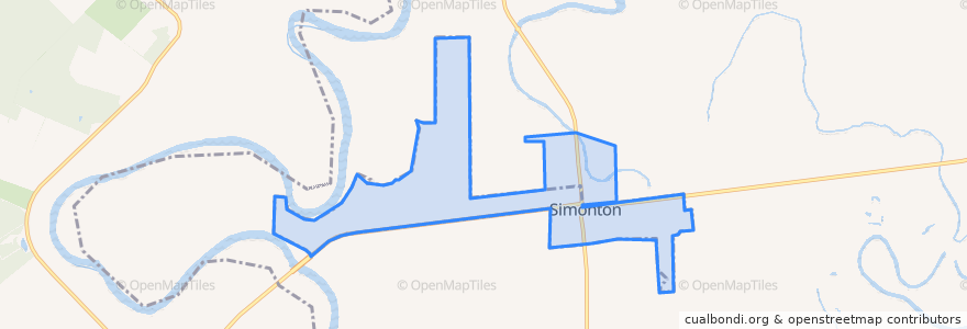 Mapa de ubicacion de Simonton.