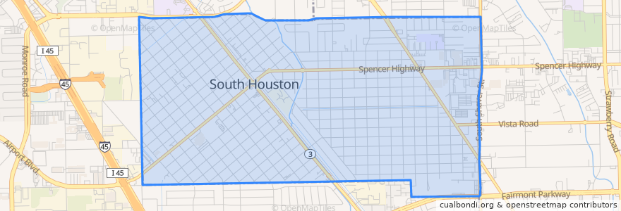 Mapa de ubicacion de South Houston.