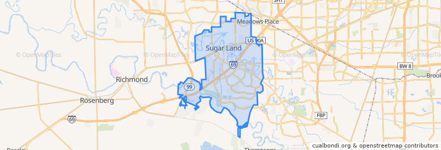 Mapa de ubicacion de Sugar Land.