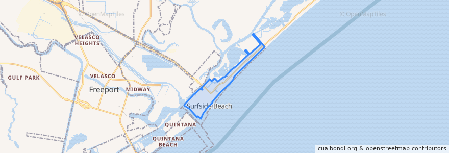 Mapa de ubicacion de Surfside Beach.