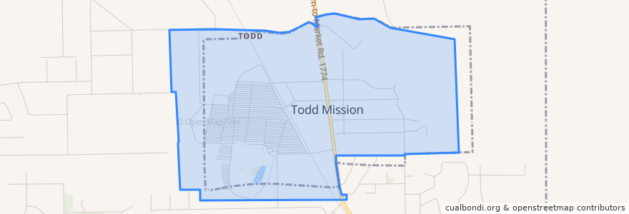 Mapa de ubicacion de Todd Mission.