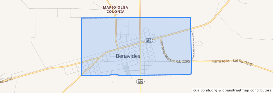 Mapa de ubicacion de Benavides.