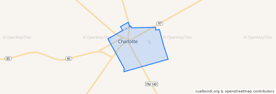 Mapa de ubicacion de Charlotte.