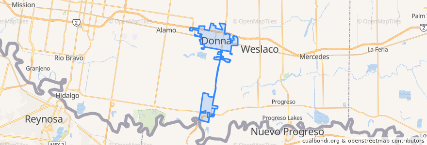 Mapa de ubicacion de Donna.