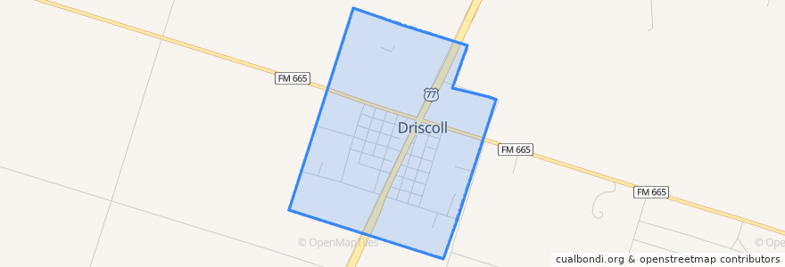 Mapa de ubicacion de Driscoll.