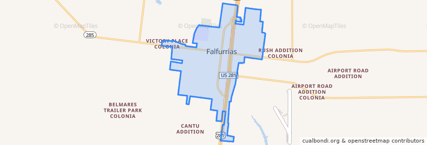 Mapa de ubicacion de Falfurrias.