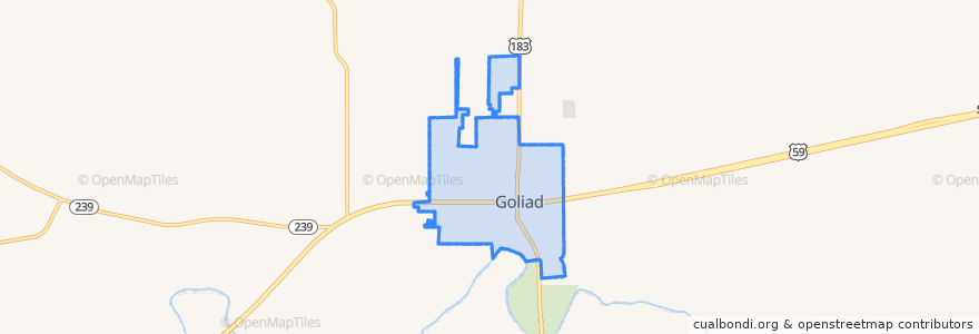Mapa de ubicacion de Goliad.