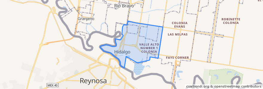 Mapa de ubicacion de Hidalgo.